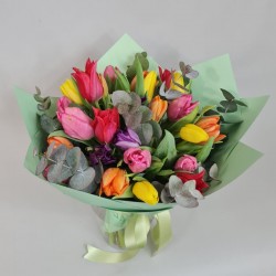 Colourful tulips in a bouquet
