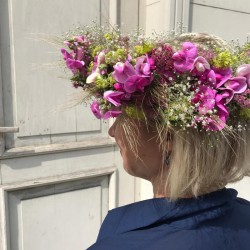 Flower wreath with purple...