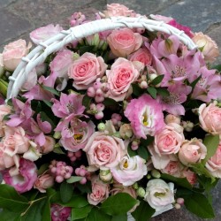 Pink flower basket