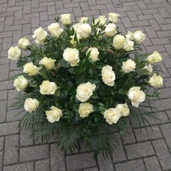 White roses in a basket