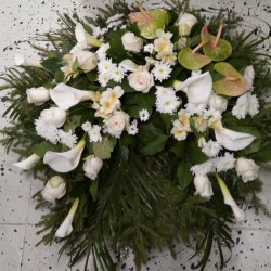 Memorial wreath with white...